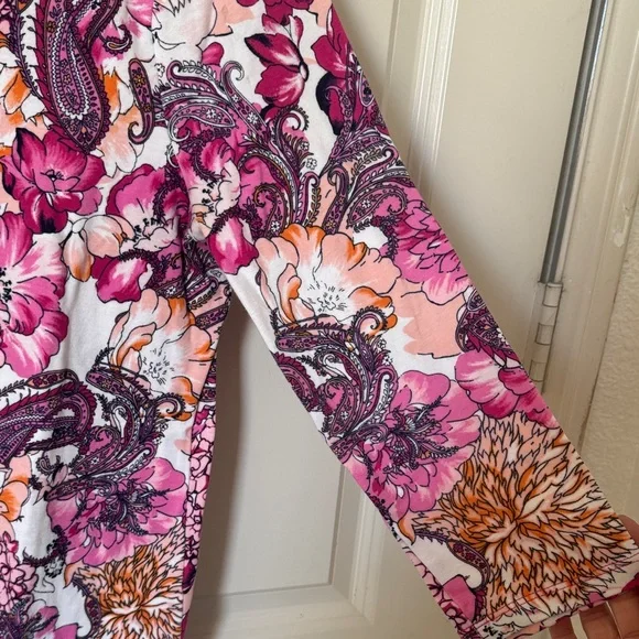 Charter Club Pink and Orange Floral Long Sleeve Top - Picture 3 of 7